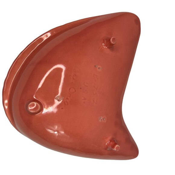 Vintage Mid-Century Modern Ceramic Atomic Boomerang Ashtray Dish Coral with Gold - Picture 7 of 11